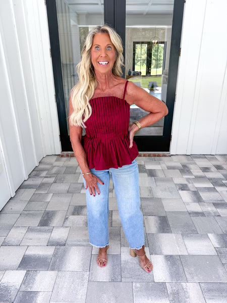 Garnet Pleated Tank