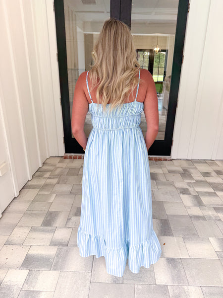 Blue/Mint Striped Midi