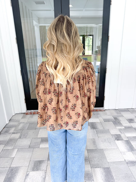 Taupe Floral Top