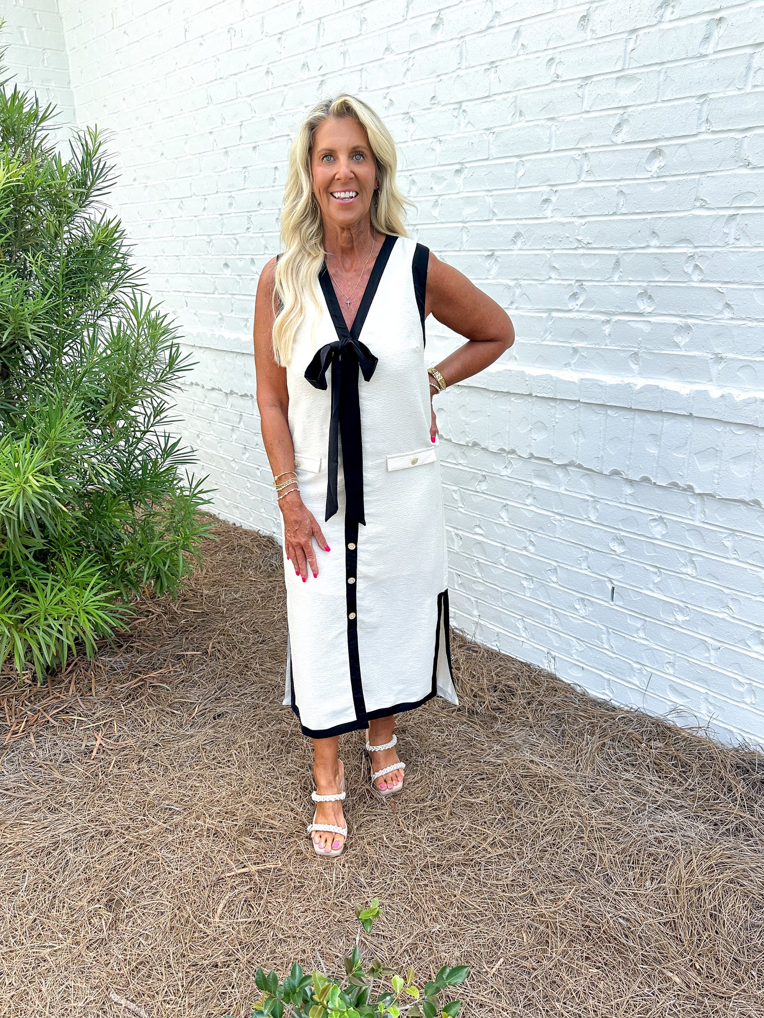 Textured Button Up Midi