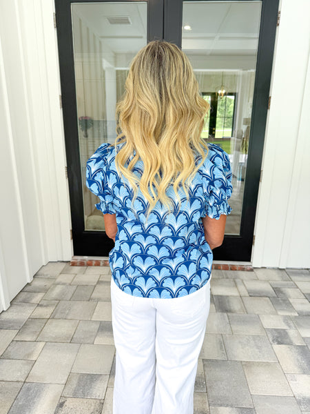 Blue Geometric Top