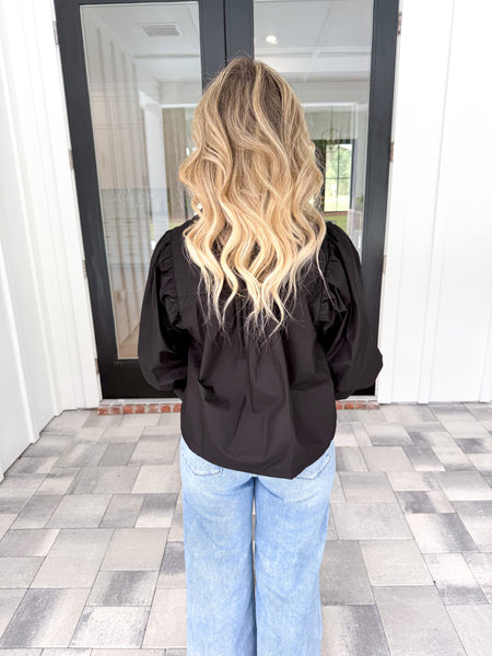 Black V-Neck Top