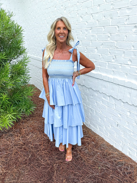 Blue Tiered Midi