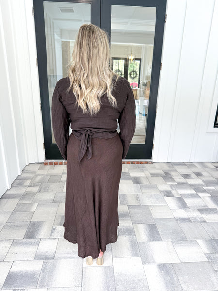 Chocolate Linen Skirt