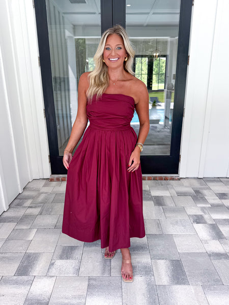 Garnet Shirred Midi