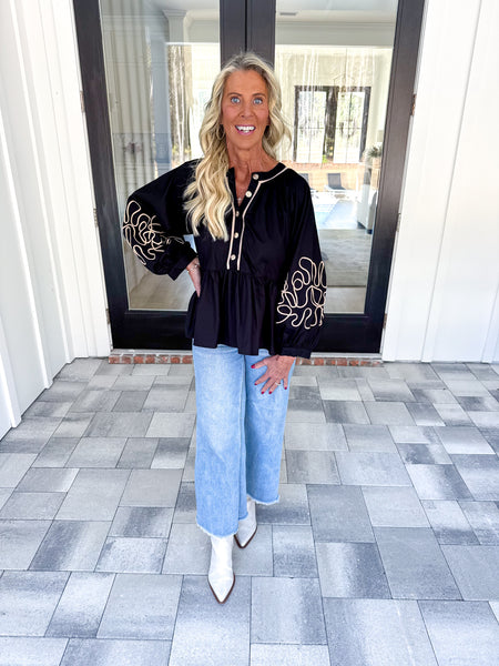 Black Embroidered Top