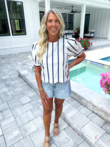Navy Striped Top