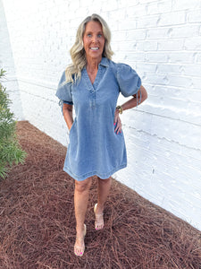 Denim Puff Sleeve Dress