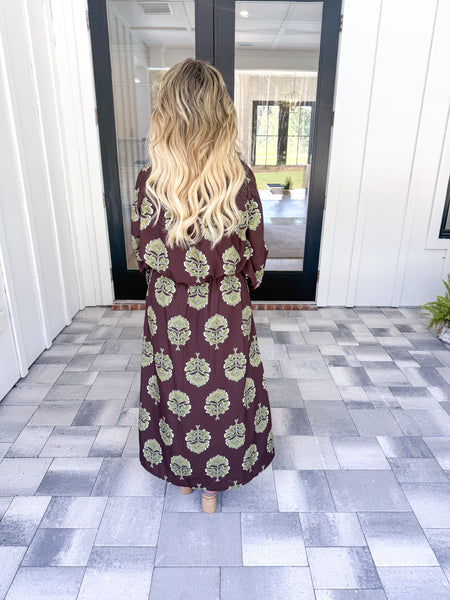 Brown Floral Maxi Set