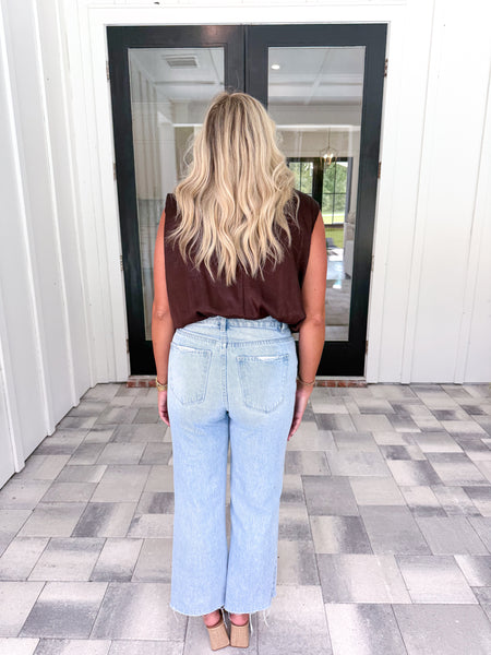 Brown Mock Neck Top