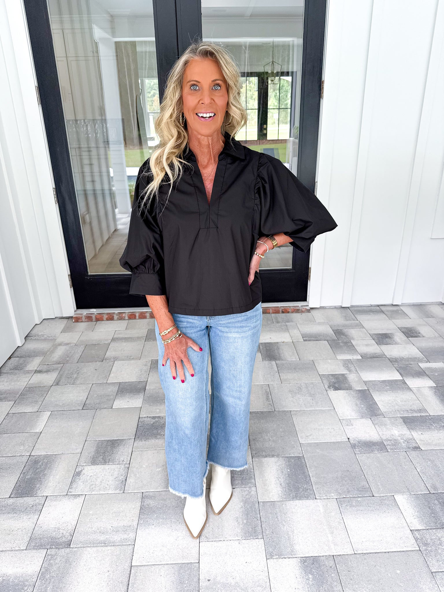 Black V-Neck Top
