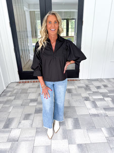 Black V-Neck Top