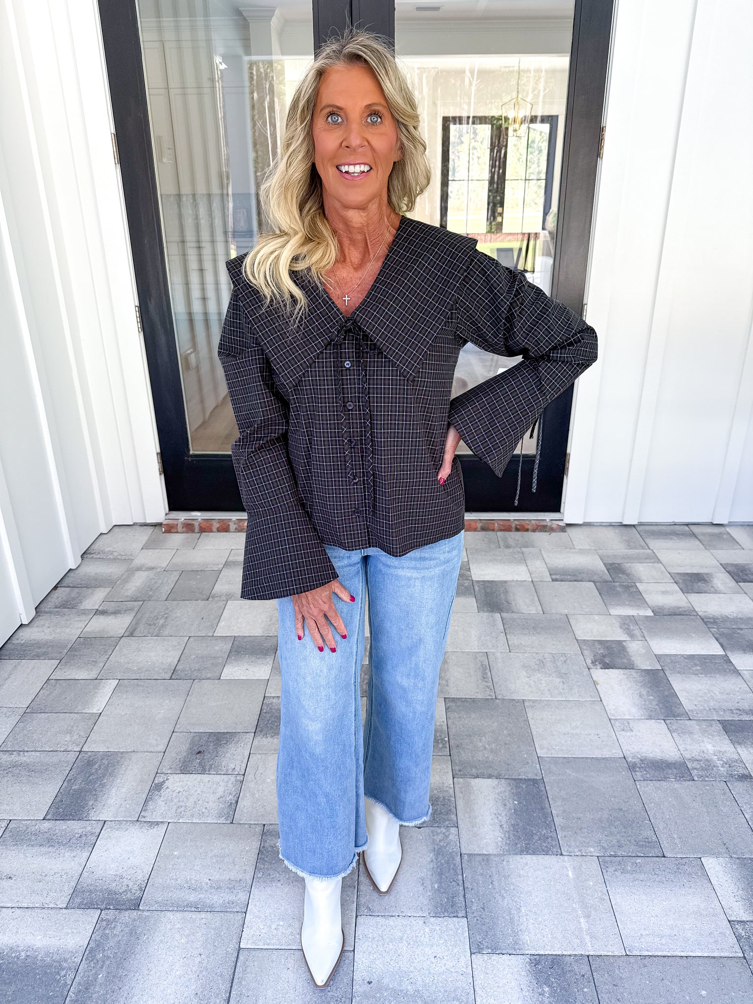 Checkered Collared Top