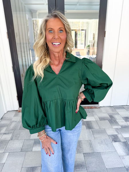 Green Peplum Top