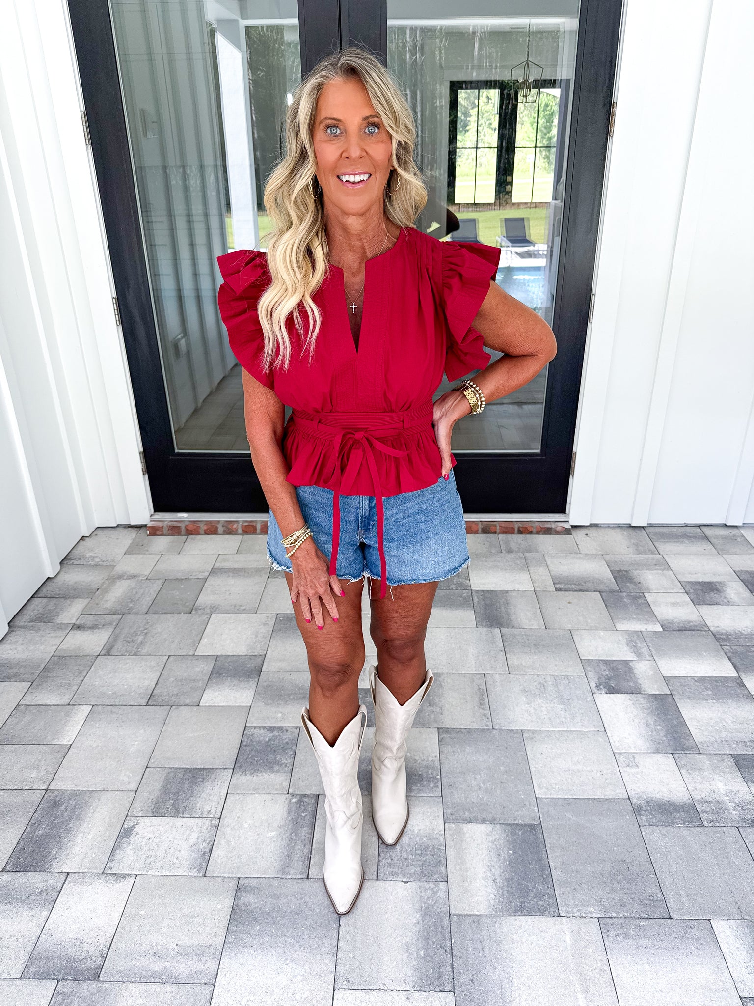 Burgundy Peplum Top