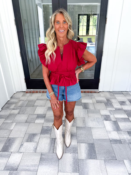 Burgundy Peplum Top