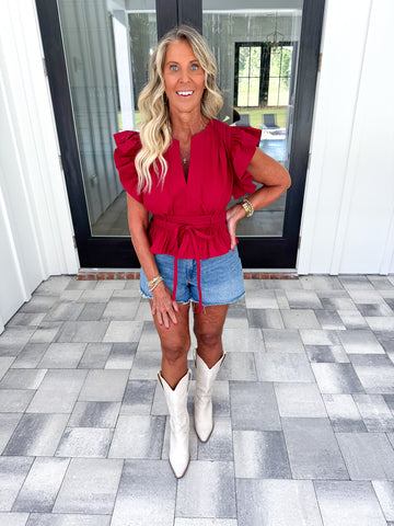 Burgundy Peplum Top