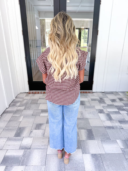 Garnet Checkered Top