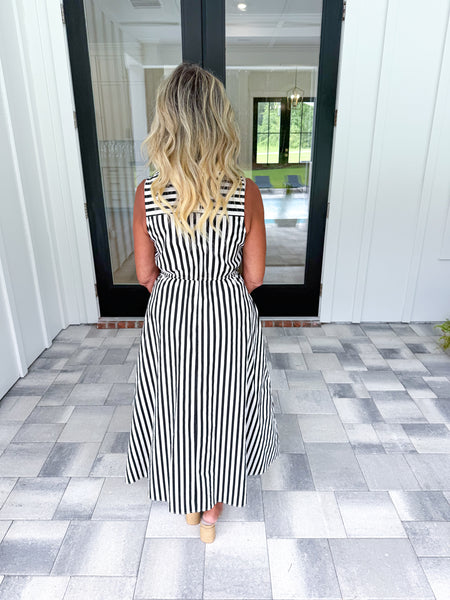 Black Striped Midi