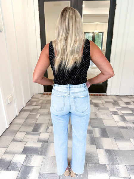 Polka Dot Tie Front Top