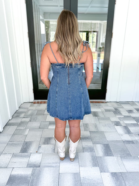 Denim Lace Up Dress