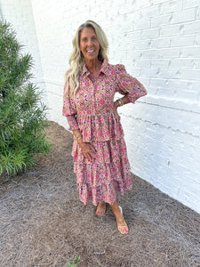 Tiered Ruffle Midi Dress