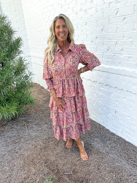 Tiered Ruffle Midi Dress