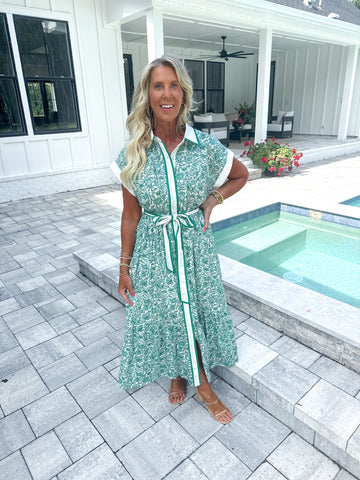 Green Floral Midi