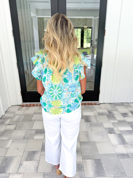 Floral Ruffle Sleeve Top