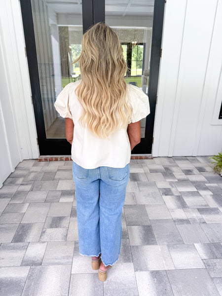 Cream Pintuck Top