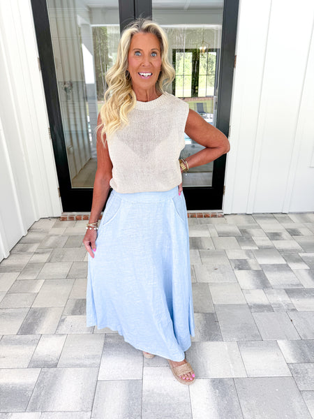 Blue Linen Skirt