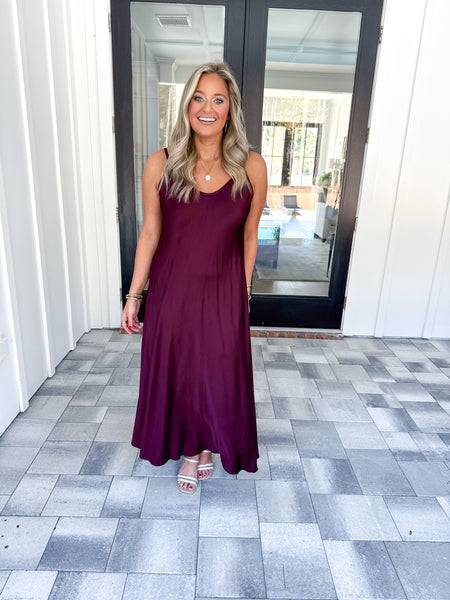 Wine Slip Dress
