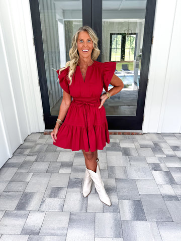 Garnet Ruffle Sleeve Dress