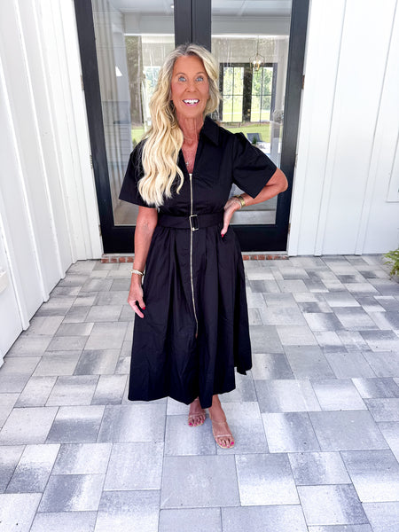 Black Belted Midi