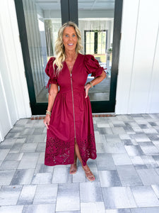 Garnet Puff Sleeve Midi