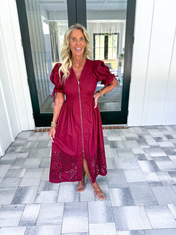Garnet Puff Sleeve Midi