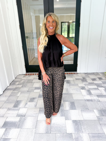 Leopard Denim Pants