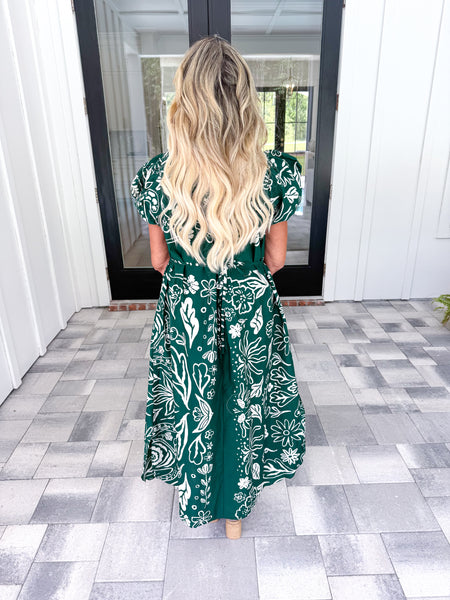 Green Floral Midi