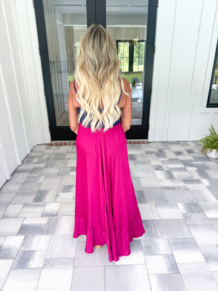 Navy/Fuschia Colorblock Maxi