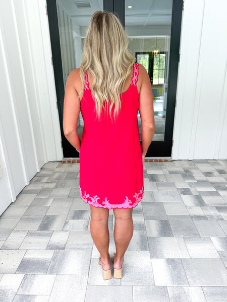 Red Embroidered Dress