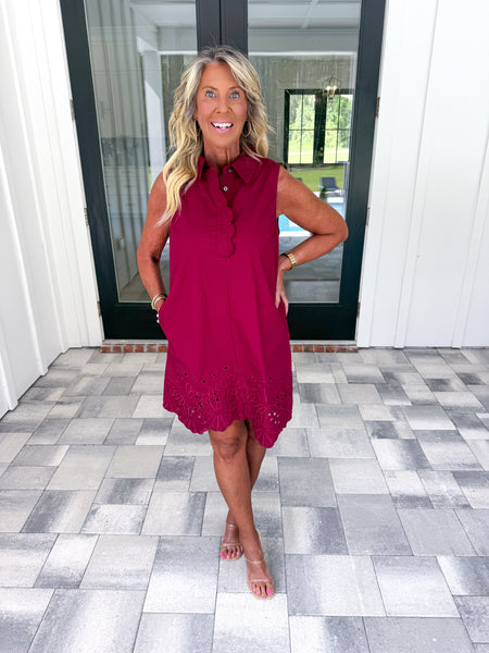 Garnet Scallop Trim Dress