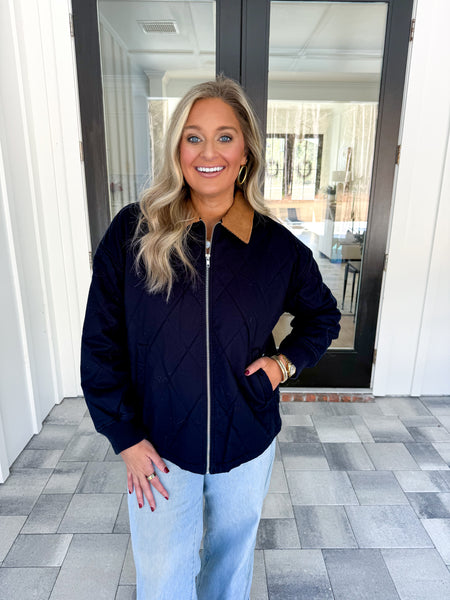 Navy Quilted Jacket