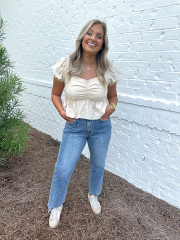 Ecru Peplum Top