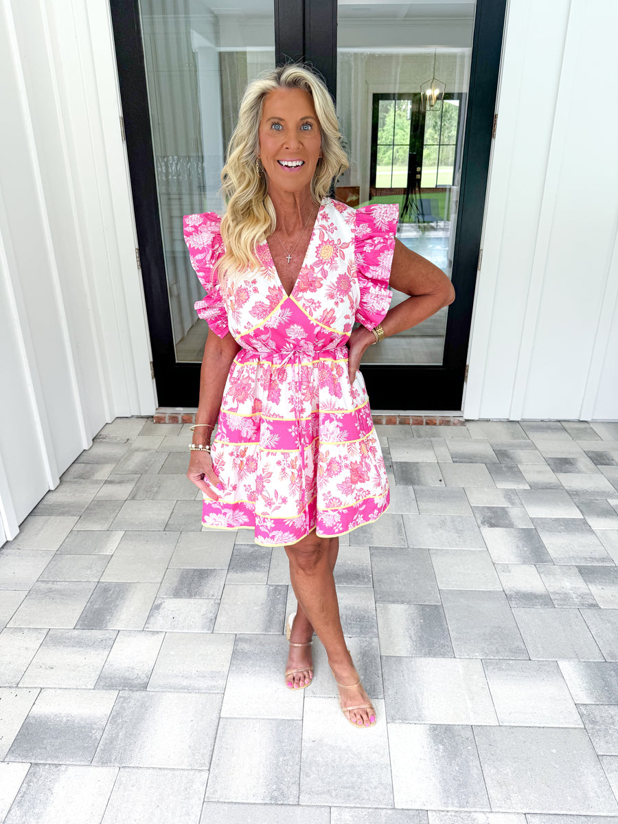Pink Botanical Dress – Lobo's Boutique Tally
