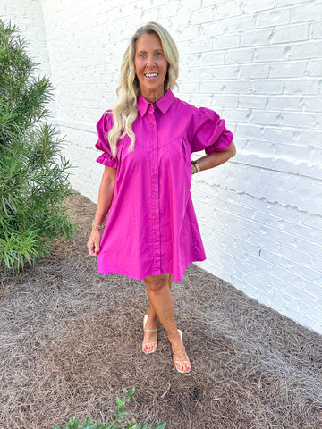 Berry Poplin Dress