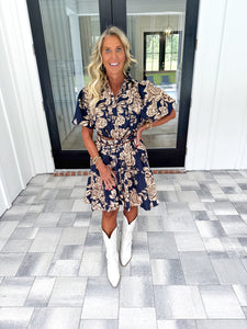Navy Floral Dress
