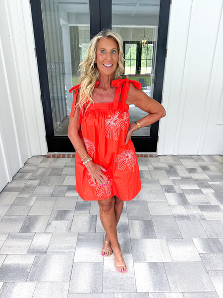 Orange Embroidered Dress
