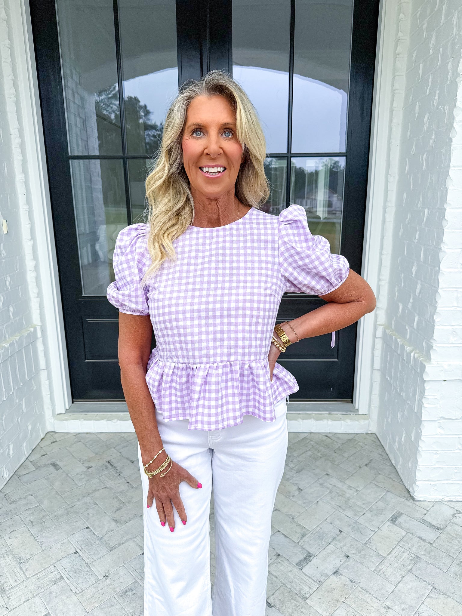 Plaid Ruffle Hem Top
