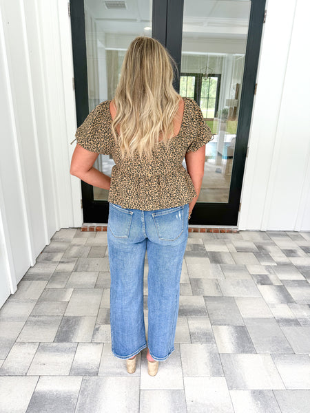 Leopard Denim Top