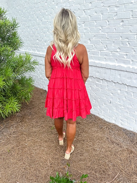 Red Tiered Ruffle Dress
